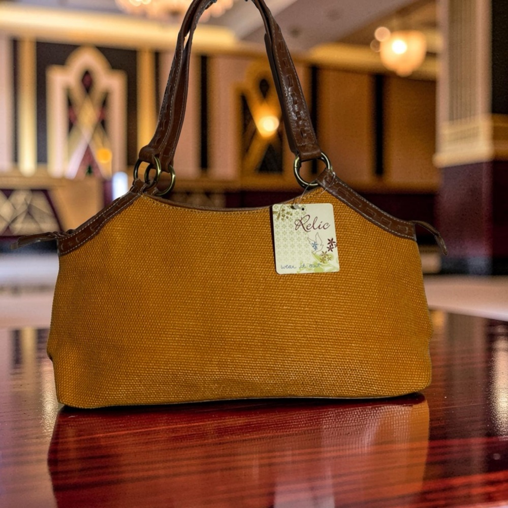 Fossil Relic Belize Woven Straw & Leather Tote NWT